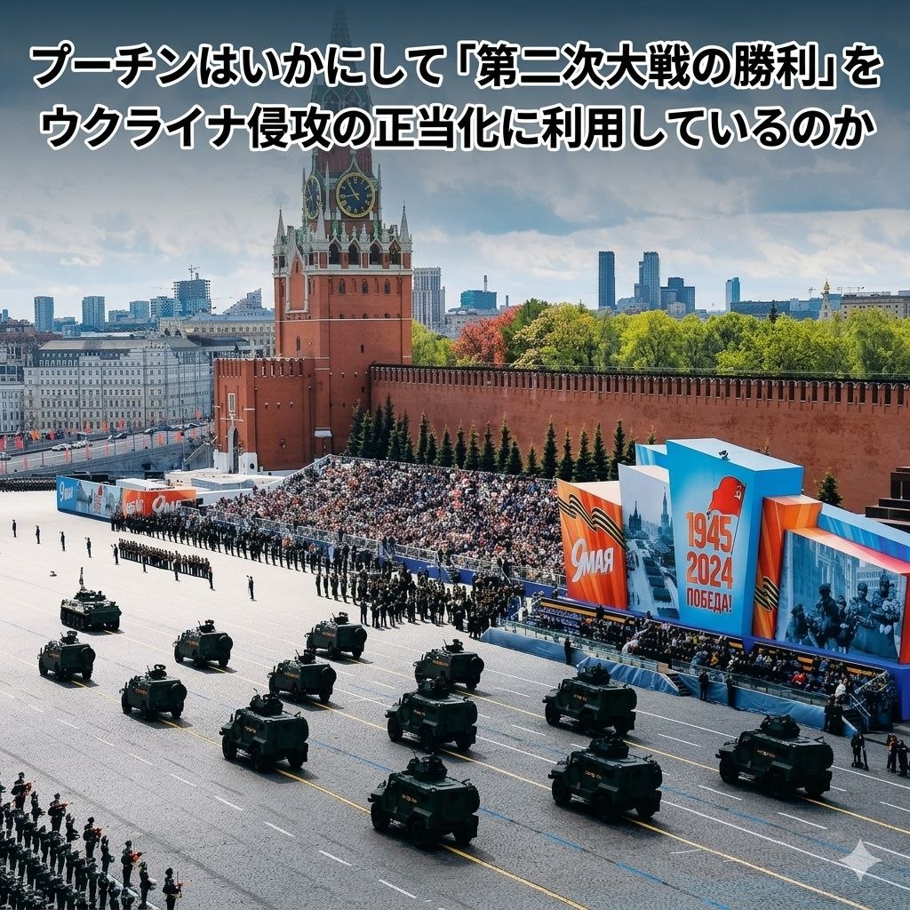 Illustration for an article about Russia’s Victory Day and the justification of war