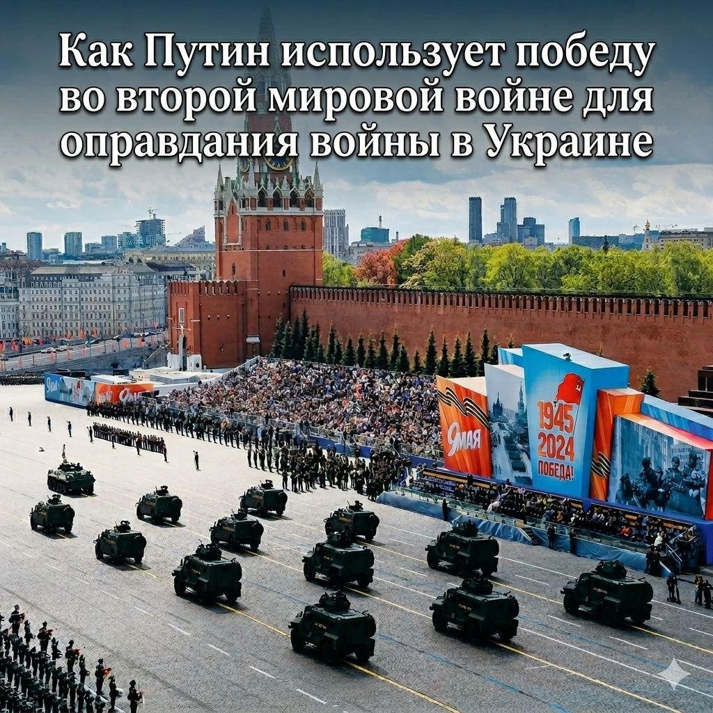 Иллюстрация к статье о том, как День Победы в России используют для оправдания войны